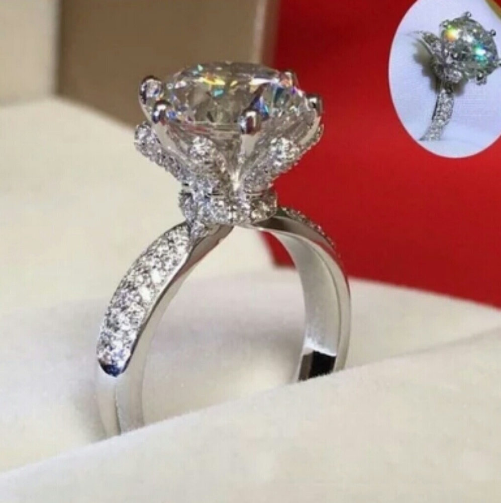 π2ct MAN MADE STERLING SILVER ENGAGEMENT RINGπ - Picture 2 of 3